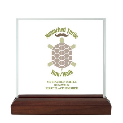 Full Color Square Acrylic w/ Walnut Base