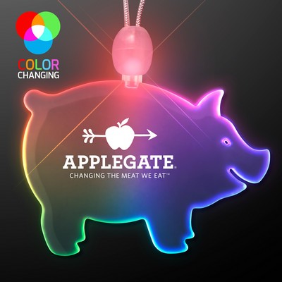 Acrylic Pig Shape Necklace with Multicolor LED - PRINTED