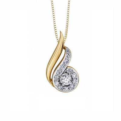 Diamond Swirl Pendant in 10K Yellow & White Gold (0.17 CT T.W.)