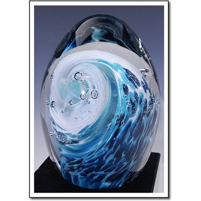 Tahitian Wave Art Glass Sculpture w/o Marble Base (3.5"x6")