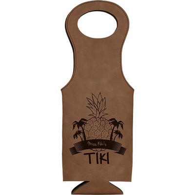 Leatherette Wine Bag (Dark Brown)