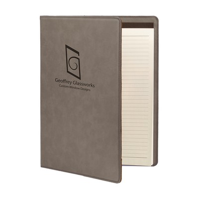 Leatherette Portfolio with Notepad (lrg) - Gray