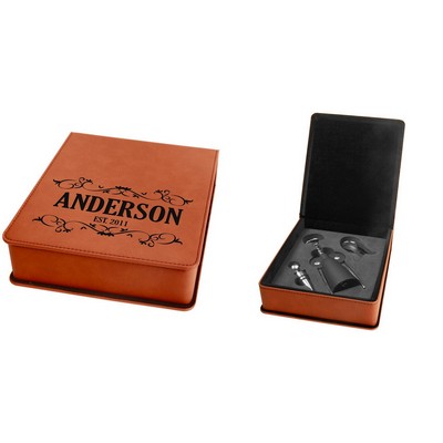 3 Piece Wine Tool Set, Rawhide Faux Leather