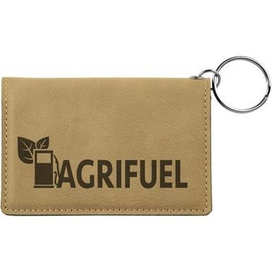 Leatherette ID Holder - Light Brown/Engraves Black