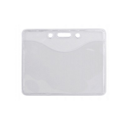 3.83" W x 3.06" H - Horizontal Clear Vinyl Badge Holder (Blank)