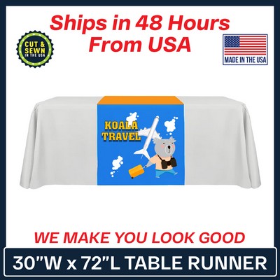 30" x 72" Table Runner Polyester Full Color Dye Sublimation - Made in the USA