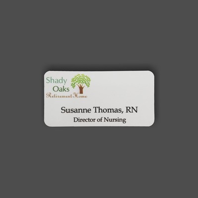 White Metal 4-Color Process Name Badge (1½"x3")