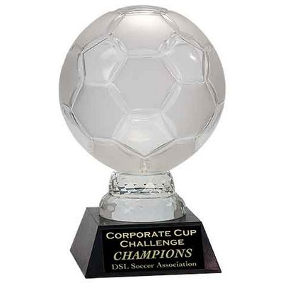 12" Glass Soccer Ball Award with Marble Base