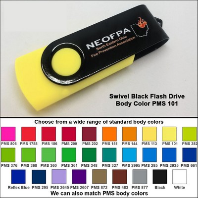 Swivel Black/Yellow Flash Drive (256 MB Memory) - Body PMS 101