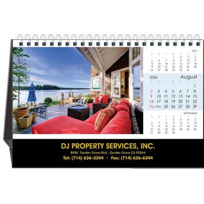 Home Design 2026 Desktop Calendar w/Foil Stamped Hardboard Easel