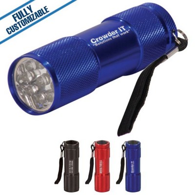 Blue 9-LED Flashlight w/Strap (3.375")