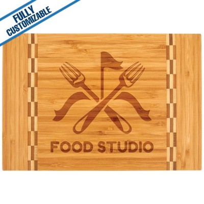Bamboo Cutting Board w/Butcher Block Inlay (12" x 8.25")