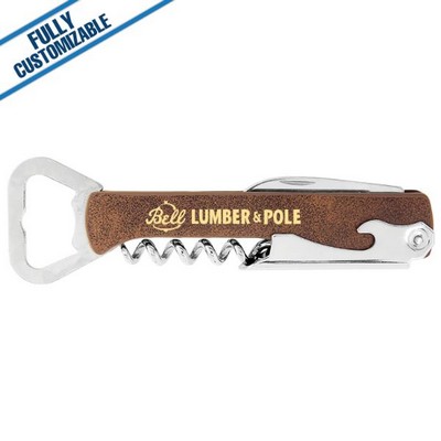 Rustic Gold Leatherette - Corkscrew Bottle Opener