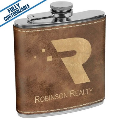 Rustic Gold Leatherette - 6 Oz - Flask