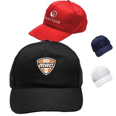 5 Panel Polyester Baseball Cap w/Hook & Loop Closure
