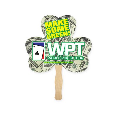 Lightweight Full Color Single Sided Clover 3 Shape Paper Hand Fan
