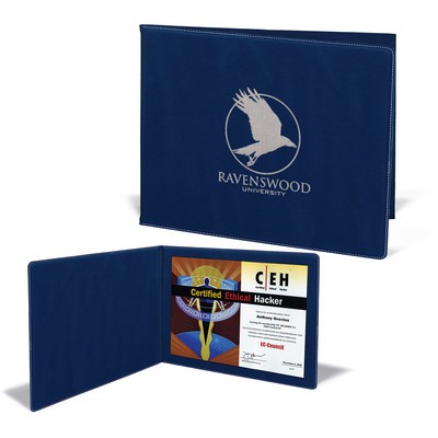 Leatherette Certificate Holder (Blue/Silver)