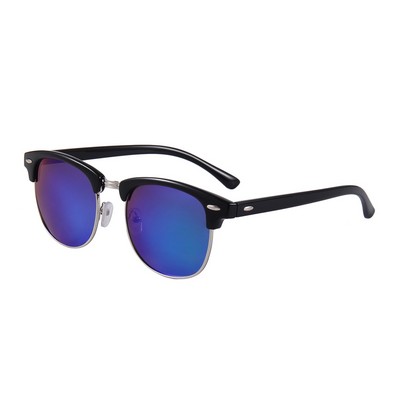 Recycled Sunglasses - Green Mirror Lenses - Black Frames