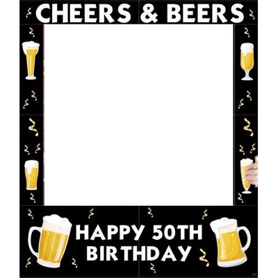 Cheers and Beers 50th Birthday Themed Party Photo Frame Prop, 35 X 30"