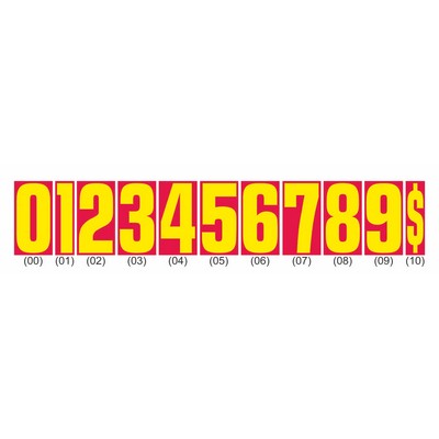 Windshield Number Decals - 9 1/2" (Red/Yellow) Without Shadow