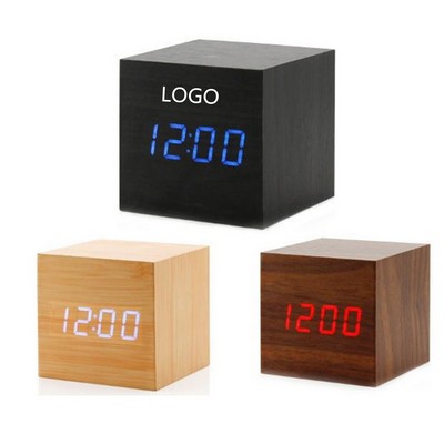 Wood Alarm Clock with Digital Light