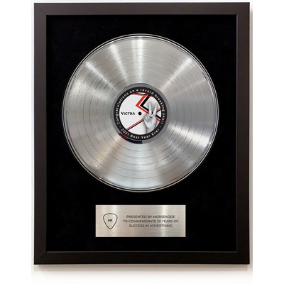 Platinum Framed 12" Record - Black Backer + Plate - 16 x 20