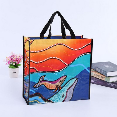 Shiny Laminated Non-Woven Tropic Shopper Tote Bag