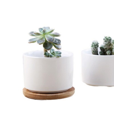 Ceramic Pot With Bamboo Stand