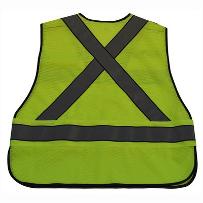 V-Neck Lime Mesh Public Safety Vest "X" on Back
