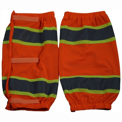 ANSI Class E Orange Mesh Reflective Leggings with Lime Contrast & Adjustable Hook & Loop Closures