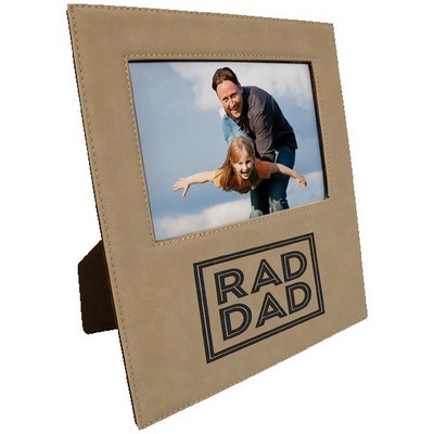 Engraved Photo Frame, Light Brown Faux Leather, For 5x7" Photo