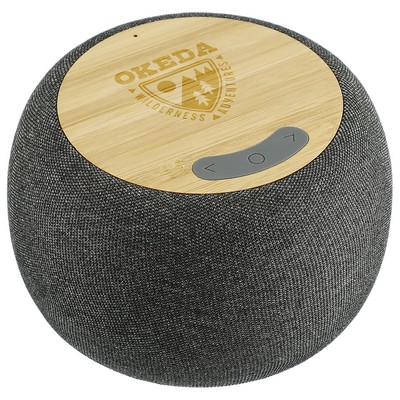 Wireless Charging Garm Fabric & Bamboo Bluetooth Speaker