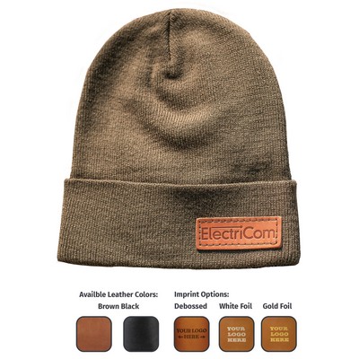 Richardson Beanies with Leather Patches | Full-Grain Leather | Richardson R18 Beanies