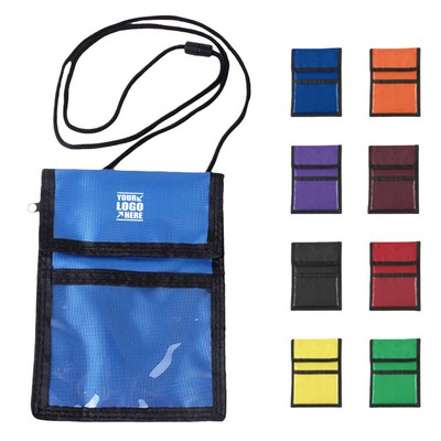 Multi-Pocket Badge Holder With Passport Pouch