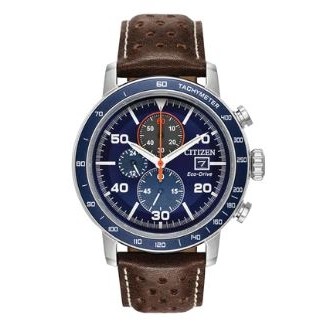 Citizen® Men's Brycen Eco-Drive® Watch w/Brown Leather Strap