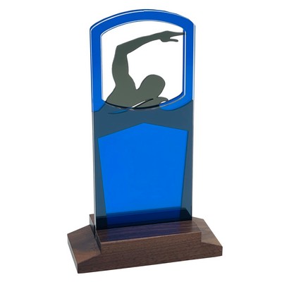 Swimming Award Natural Wood Base