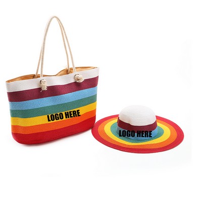 Sun Protective Straw Hat & Bag Set