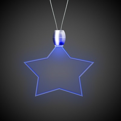 24" Blue Star Light-Up Pendant Necklace(Laser Engraved)