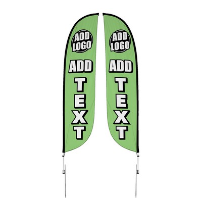 Custom Double Sided 11' Feather Flag w/ Ground Spike Pole Set