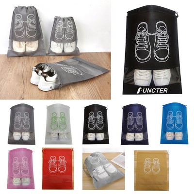 14.2" x 17.4" Non-Woven Drawstring Shoe Bags w/ Transparent Window