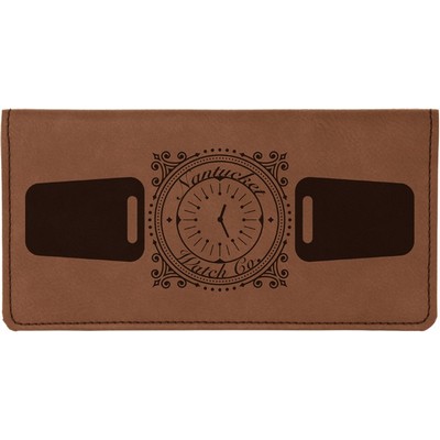 6 3/4" x 3 1/2" Dark Brown Leatherette Checkbook Cover