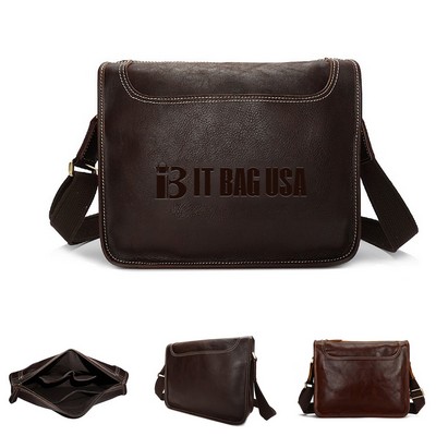 12" Men'S Leather Messenger Bag