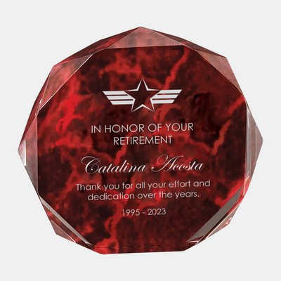 Red Marble Octagon Acrylic Award (Medium)