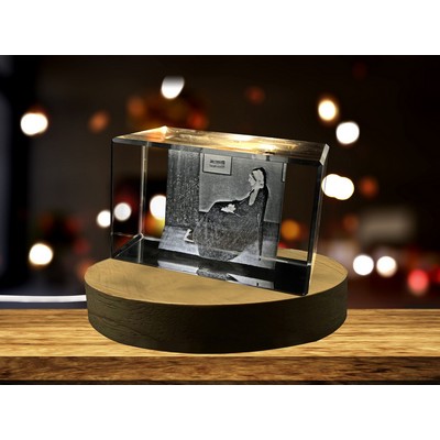 Arrangement in Grey and Black 3D Engraved Crystal Award w/LED Base Light