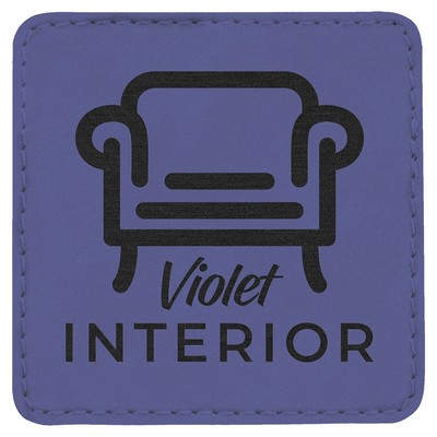 Square Engraved Patch with Adhesive, Purple Faux Leather, 3" x 3"