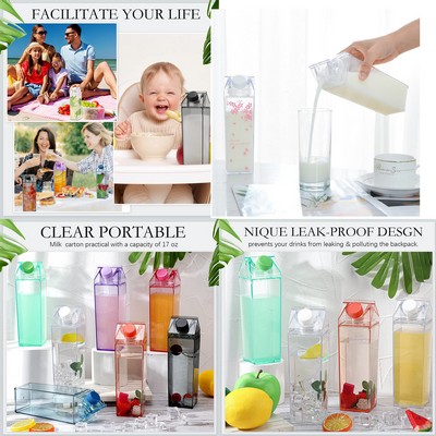 17 Oz. Colorful Plastic Milk Carton Water Bottles