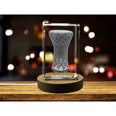 Goblet Drum 3D Engraved Crystal Award