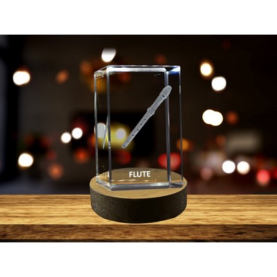 Flute 3D Engraved Crystal Trophy Award