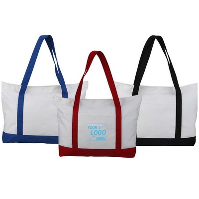 Two Tone Cotton Tote Bag w/Long Handles
