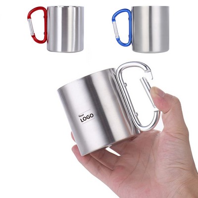10 Oz. Stainless Steel Double Wall Insulated Mug w/Carabiner